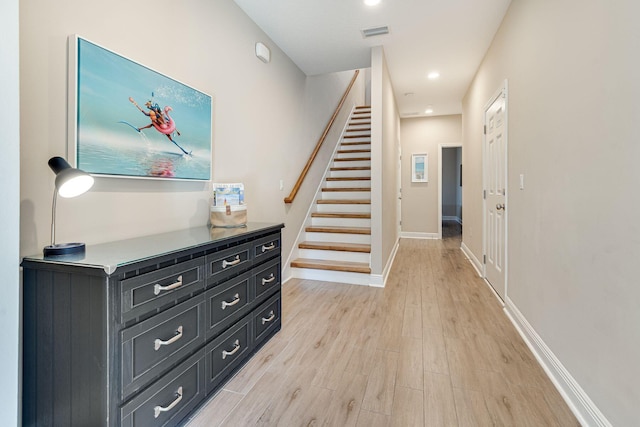 hall featuring light hardwood / wood-style floors