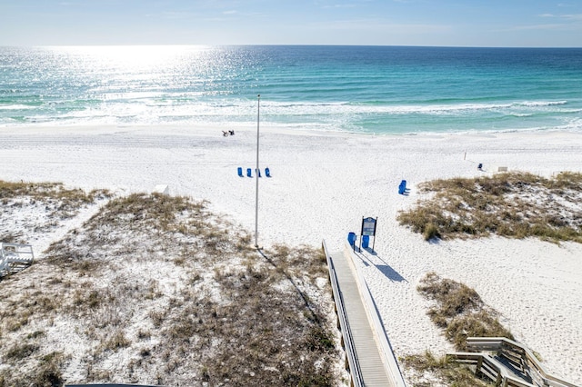 property view of water with a beach view