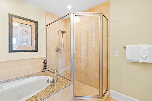 bathroom with plus walk in shower