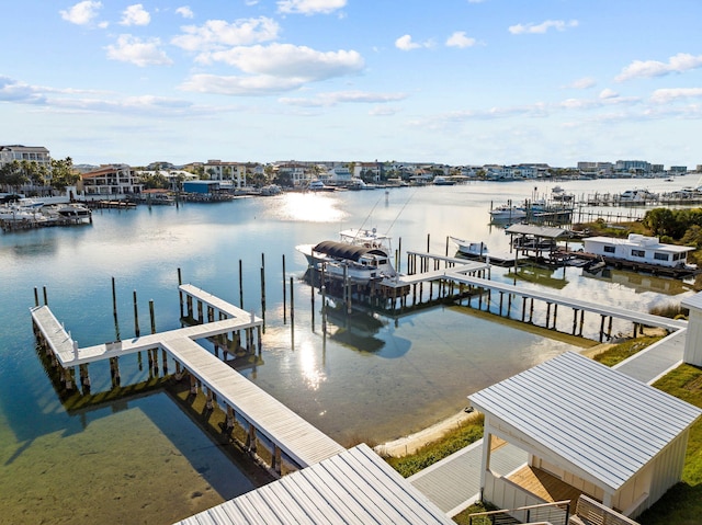 view of dock featuring a water view