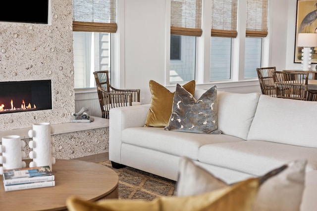 living room featuring a wealth of natural light