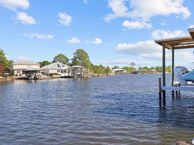 view of dock featuring a water view