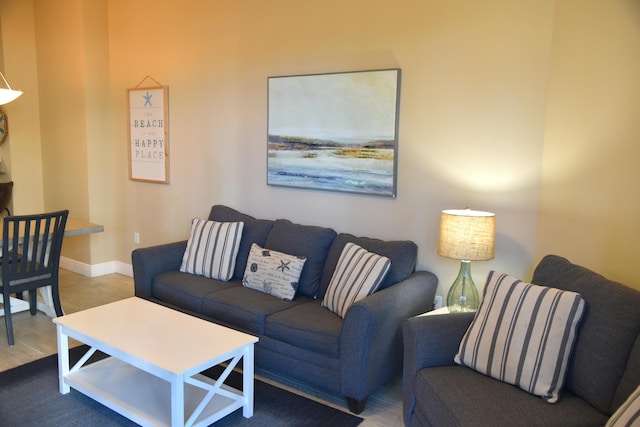 living room with hardwood / wood-style floors