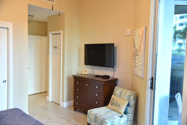 bedroom featuring light hardwood / wood-style floors