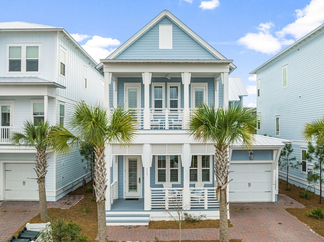 view of front of house with a porch and a balcony