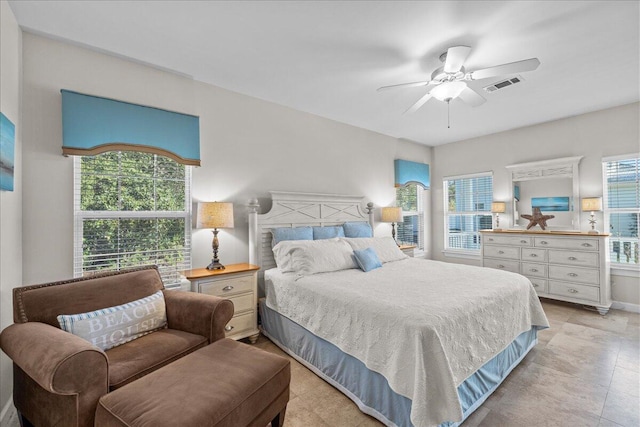 bedroom featuring ceiling fan