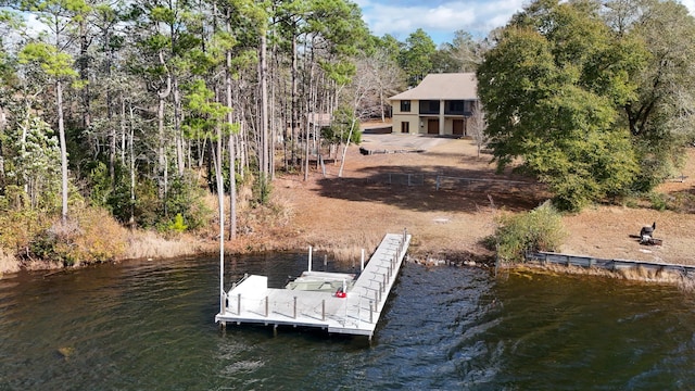 dock area featuring a water view