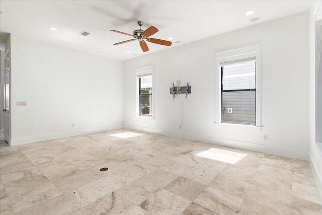 31 Beacon Point Dr, Santa Rosa Beach, FL 32459 - empty room featuring a ceiling fan and recessed lighting