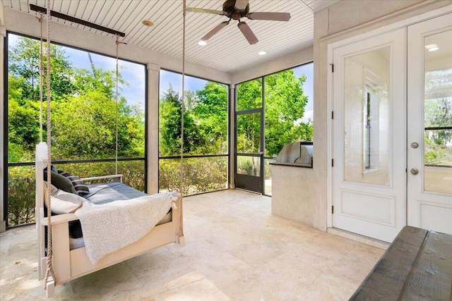 31 Beacon Point Dr, Santa Rosa Beach, FL 32459 - sunroom with a ceiling fan and area for grilling