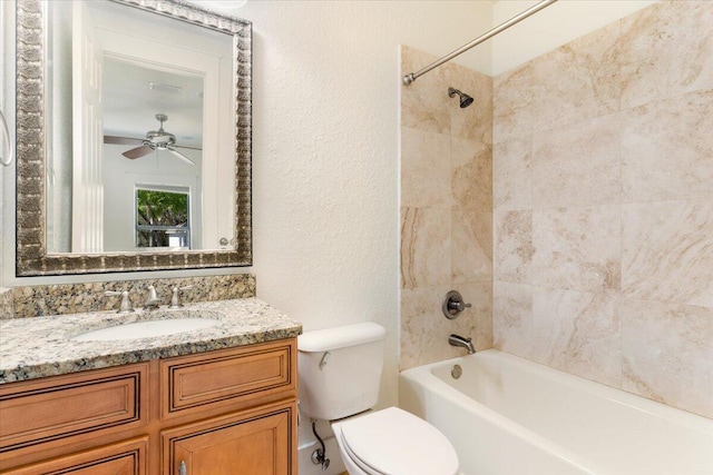 31 Beacon Point Dr, Santa Rosa Beach, FL 32459 - bathroom featuring shower / bathtub combination, vanity, and a ceiling fan