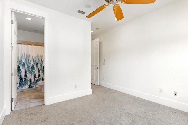 31 Beacon Point Dr, Santa Rosa Beach, FL 32459 - unfurnished bedroom featuring carpet floors, ensuite bath, a ceiling fan, and recessed lighting