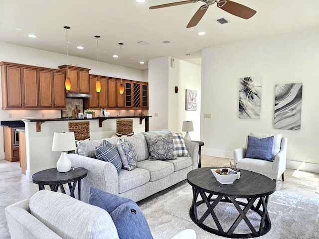 31 Beacon Point Dr, Santa Rosa Beach, FL 32459 - living room featuring recessed lighting and a ceiling fan