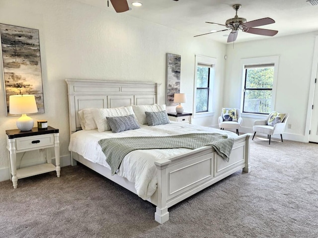 31 Beacon Point Dr, Santa Rosa Beach, FL 32459 - bedroom with carpet, ceiling fan, and recessed lighting