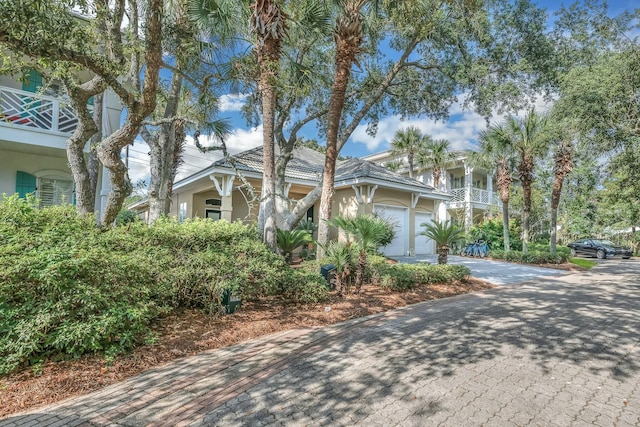 view of front of property with a garage