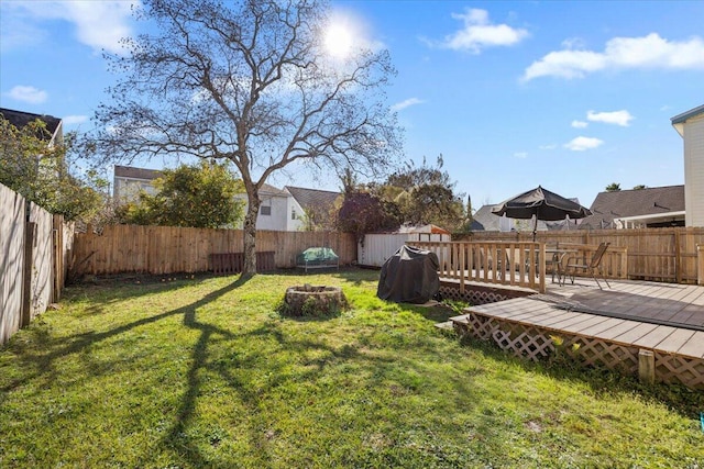 view of yard featuring a deck