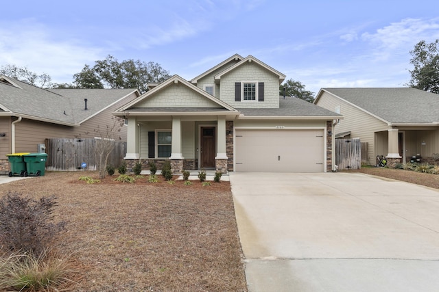 craftsman-style home featuring a garage and a porch