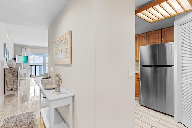 kitchen with stainless steel refrigerator