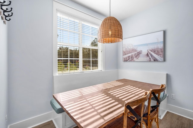 dining space featuring hardwood / wood-style flooring