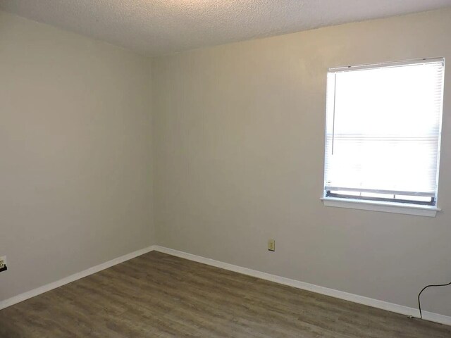 spare room with a textured ceiling, dark wood-type flooring, and a wealth of natural light