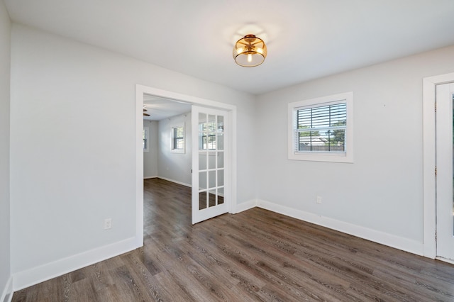 interior space with dark wood-type flooring