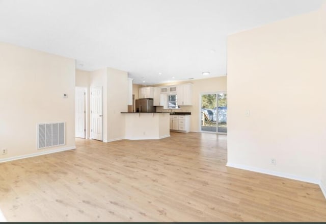 unfurnished living room featuring light hardwood / wood-style floors