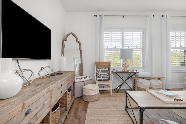 living area featuring hardwood / wood-style floors