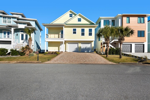 coastal home with a garage