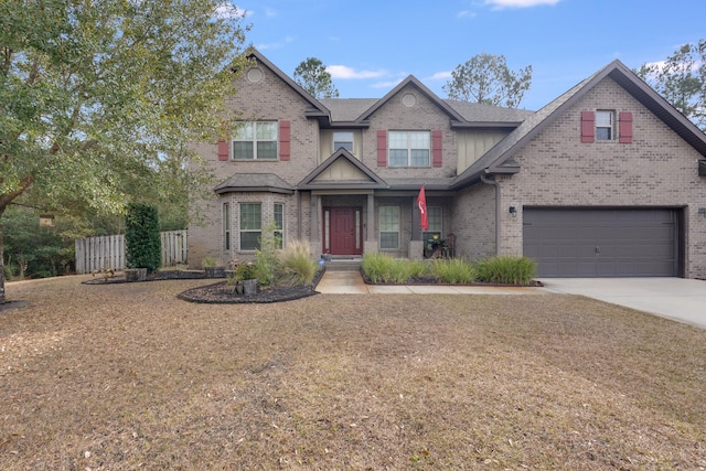 craftsman inspired home featuring a garage