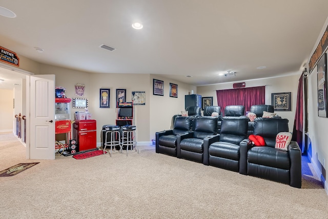 view of carpeted home theater