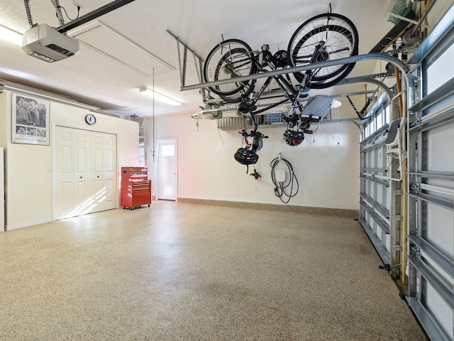 garage with a garage door opener