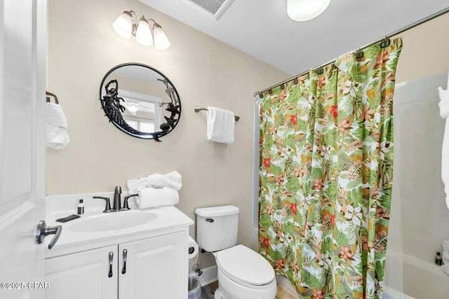 14825 Front Beach Rd Unit 2001, Panama City Beach, FL 32413 - full bathroom with toilet, shower / bath combination with curtain, and vanity