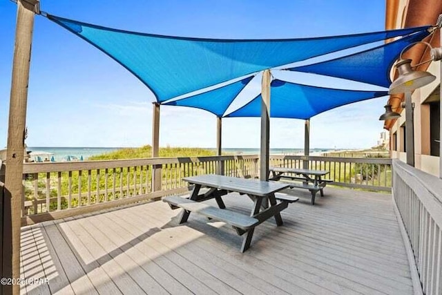 14825 Front Beach Rd Unit 2001, Panama City Beach, FL 32413 - wooden terrace featuring a water view and a view of the beach