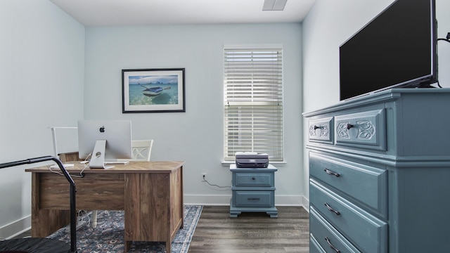 office area featuring dark hardwood / wood-style floors