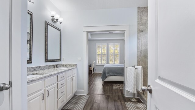 bathroom featuring vanity and wood-type flooring