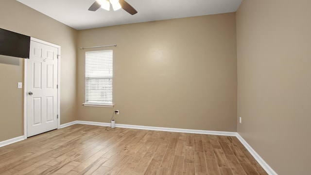 interior space featuring ceiling fan and light wood-type flooring