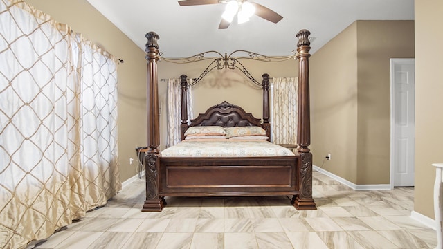 bedroom featuring ceiling fan