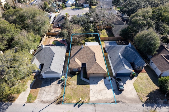 aerial view featuring a residential view