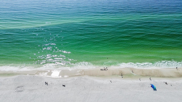 view of water feature featuring a beach view