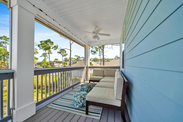 wooden terrace with ceiling fan