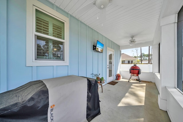 view of patio / terrace featuring a porch and ceiling fan