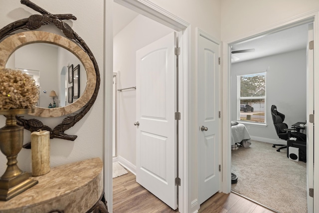 hallway featuring hardwood / wood-style flooring