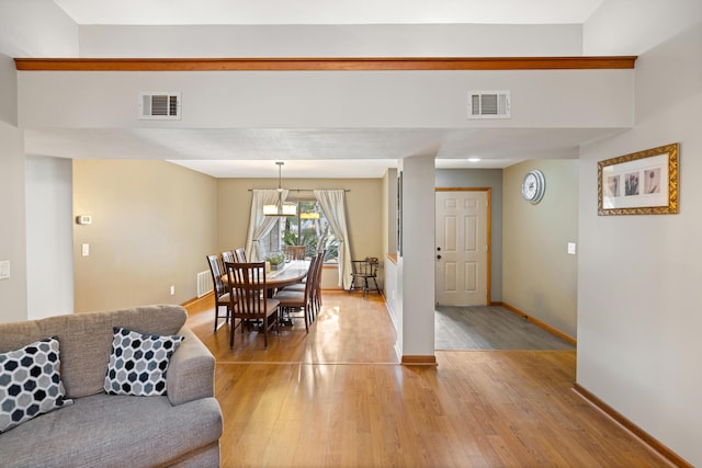 living room with light wood-type flooring