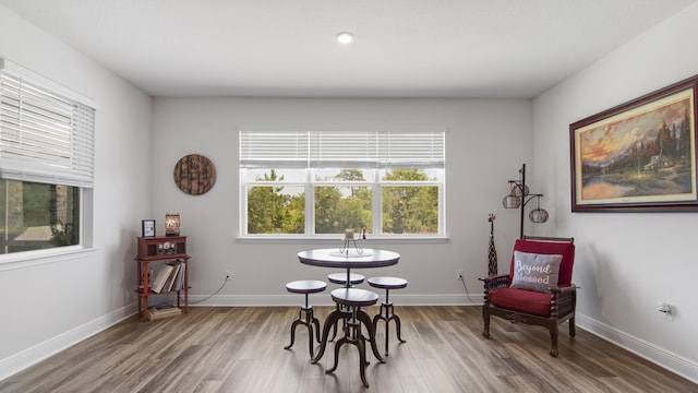 sitting room featuring wood finished floors and baseboards