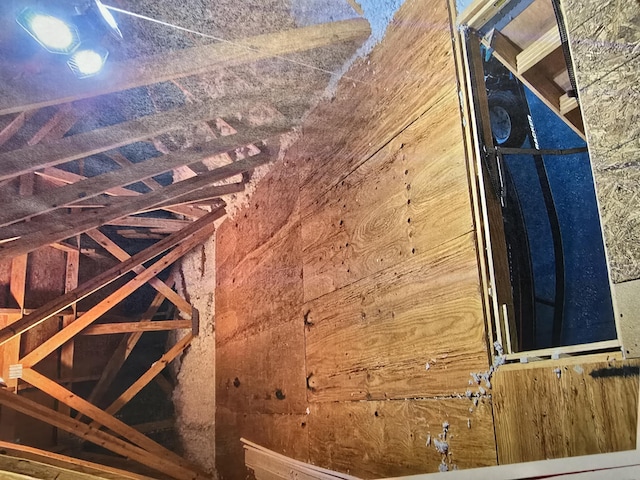 view of unfinished attic