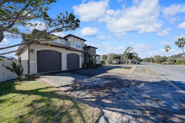 exterior space featuring a garage