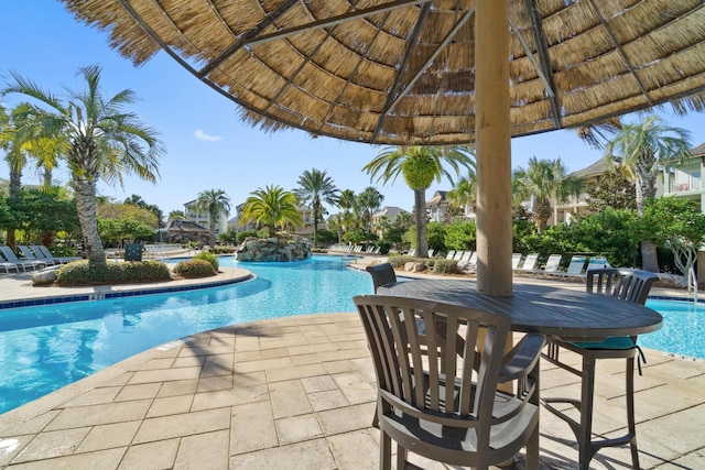 view of pool featuring a patio area