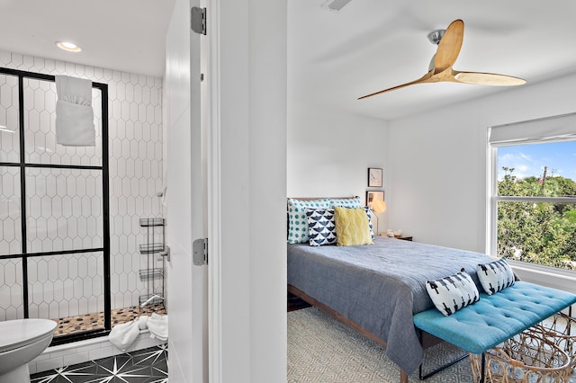 bedroom featuring ceiling fan