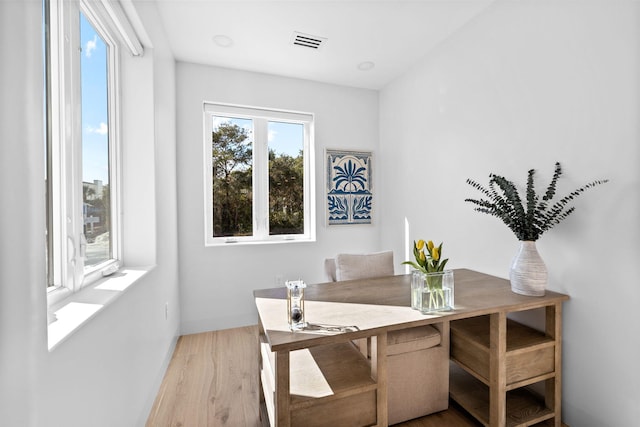 office area featuring hardwood / wood-style floors