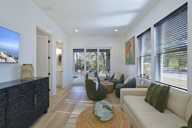 living room featuring light hardwood / wood-style floors