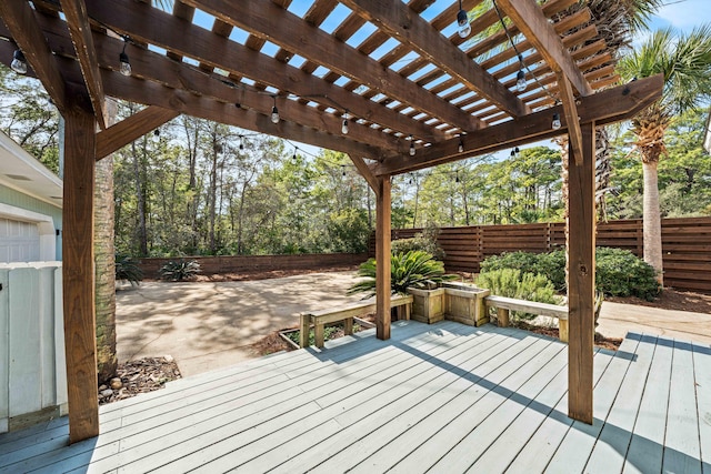 wooden terrace featuring a pergola